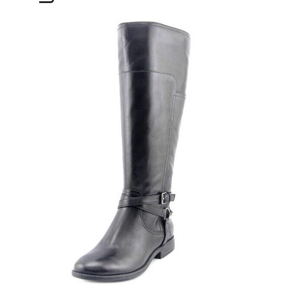 Marc Fisher Shoes - Marc Fisher Knee High Boots Audrey Black Soft Leather Size 9 Riding Buckle